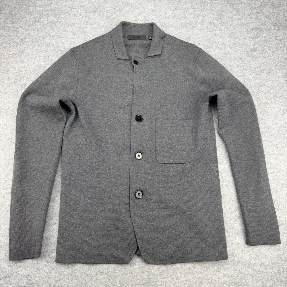 Uniqlo +J Jil Sander Gray Knit Blazer Jacket Womens Small Wool Blend